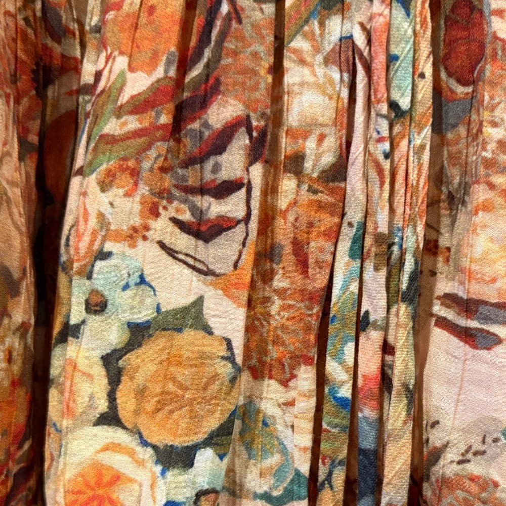 Floral Ruffled-Sleeve Midi Dress in Rust Floral - Picture 5 of 5